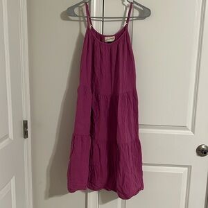Universal thread tiered magenta linen dress size S